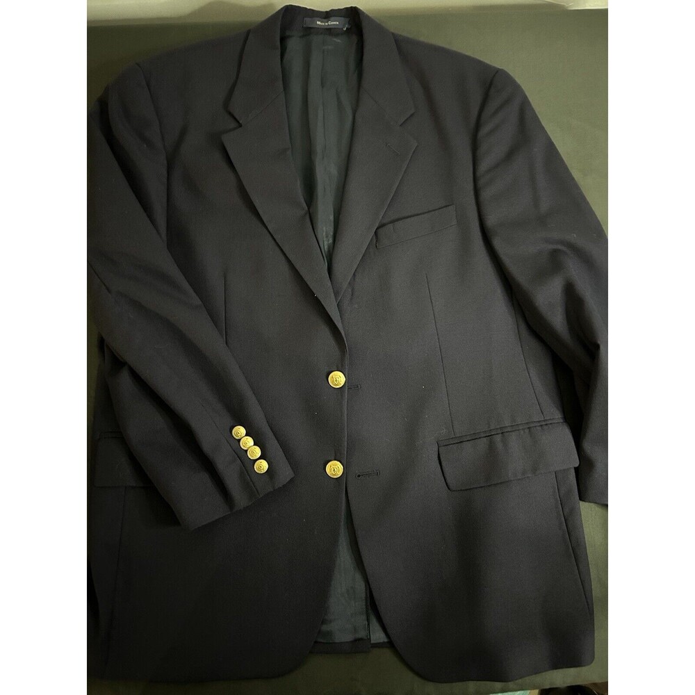VTG Chaps Ralph Lauren 31 Gold Button Navy 100% Wool Hopsack 2Btn Blazer Jacket